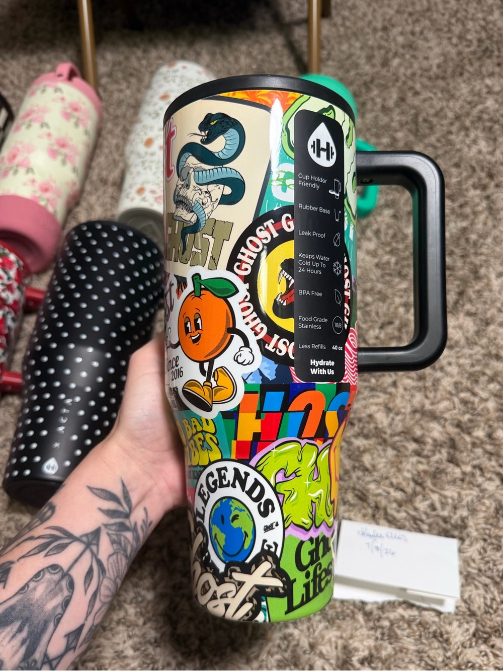 Hydrojug 40 Oz Traveler - Ghost Stickers NWT